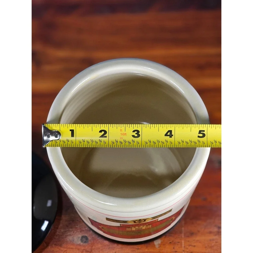 Vintage OGGI French Wine Label Ceramic Canister With Lid 9 In